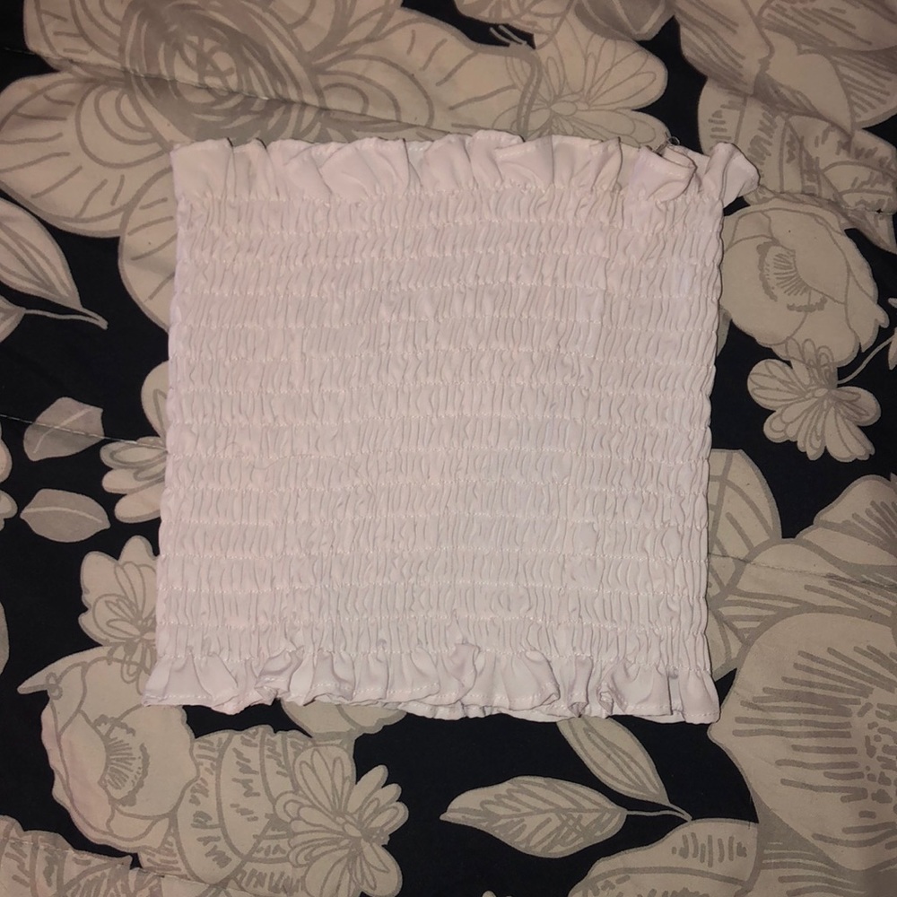 White Ribbed Tube Top
